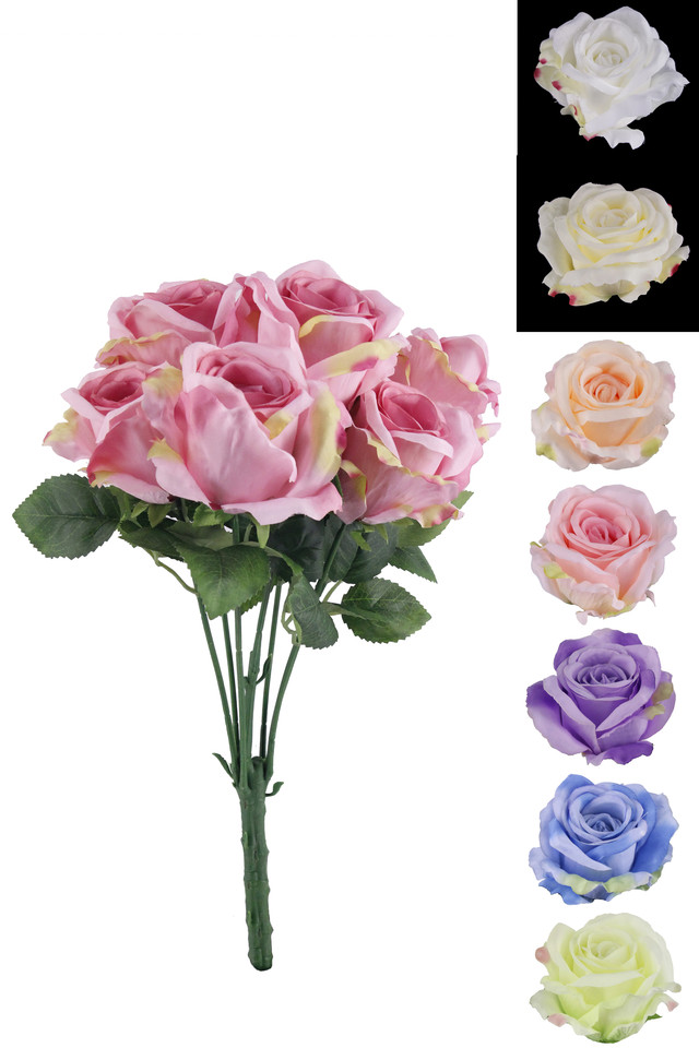 ROSE ROSES ARTIFICIAL ARTIFICIALS FLOWERS FLOWER HEAD HEADS TEA TEAS BUSH BUSHES Dusty Rose dusty rose pink blush  Pink blush   Ivory beige off white   White white creamy bridal   Iris blue green purple   Yellow Pink yellow pink   Peach coral apricot blush 