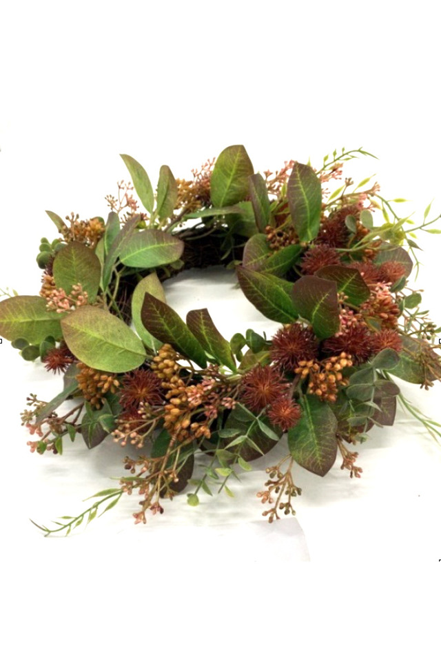 FLOWER FLOWERS BUSH BUSHES ARTIFICIAL ARTIFICIALS NATIVES NATIVE EUCALYPT EUCALYPTS AUTUMN AUTUMNS WREATH WREATHS ONION ONIONS BALL BALLS EUCALYPTUS EUCALYPTU